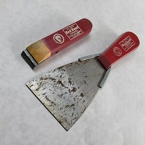 Vintage Red Devil Scraper Set No P103 and 3010 Wood Handle Tools Made in USA